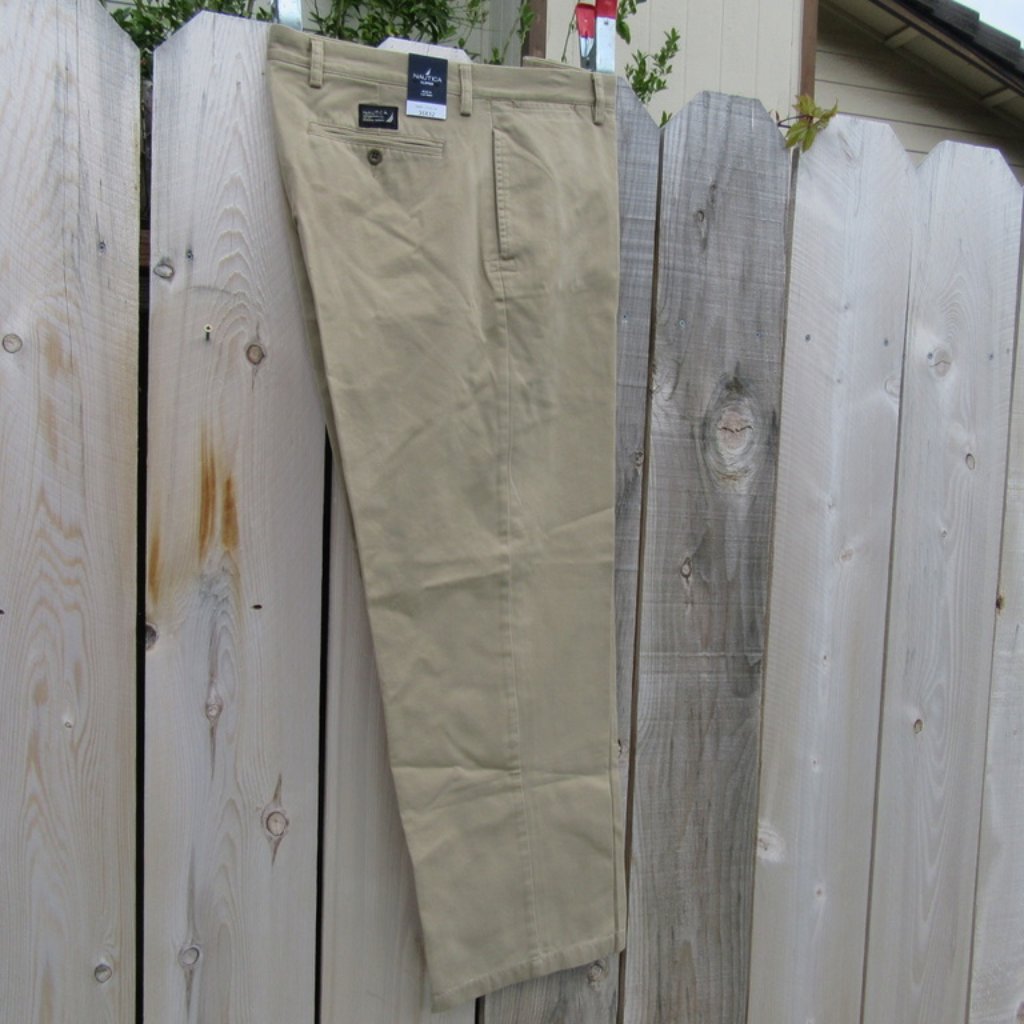 Brand New Nautica Clipper Ns83 Beige Khaki Chino Pants Mens Size 36 32
